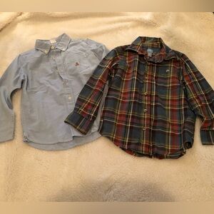 GAP Kids Blue and Multicolor Plaid Button Down Shirts